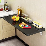 Seinale paigaldatav kokkupandav laud K seinakinnitus, laud kodusele lauale v&auml;ikestesse ruumidesse (must, 60 x 30 cm)