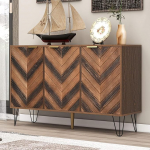 K&ouml;&ouml;gikapp 120 x 38 x 76,5 cm Sideboard k&ouml;&ouml;gikapp 6 hoiukambriga ja 3 uksega, t&auml;ispuidust spoonist uks, kumer ja kumer tunne, kaasaegne k&uuml;lgkapp, mitmeotstarbeline kapp