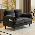 Bonnlo 2-kohaline diivan Small 125 cm Mini diivan, v&auml;ike kangast diivan pehme k&auml;etoega, v&auml;ike diivan kontorisse, elutuppa, magamistuppa ja &otilde;ppetuppa, lihtne kokkupanek, linane (tumehall)
