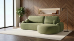 COMFORTINO FURNITURE Miki L-kujuline nurgadiivan magamisfunktsiooniga, diivan voodikastiga, 3-kohaline nurgadiivan, diivanvoodi elutuppa, suur diivan magamisfunktsiooniga (roheline, Ottomani paremal)