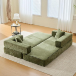 Sapgaks Modular Chenille diivan Kompressioon diivan vabalt kokku panna ja lihtne kokku panna varustatud k&uuml;lgmiste hoiukottide ja libisemisvastase p&otilde;hjaga (roheline)