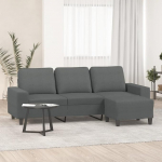3-kohaline diivan koos tugitooliga, 214 cm lai, tumehall kangas, Chaise Longue, mugav, vastupidav, kaasaegne disain elutuppa, kontorisse, magamistuppa