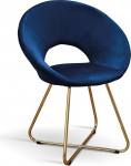 PAZZO DESIGN Iris id_2133 2 tooli komplekt, k&ouml;&ouml;gitoolid, elutoa toolid, sametist toolid, disainertool, sinine, kuldsed metalljalad