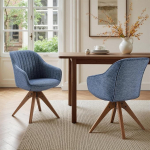 Zouron P&ouml;&ouml;rlevad s&ouml;&ouml;gilaua toolid, 2 tk, sametist, k&ouml;&ouml;ki, garderoobi, elutuppa, salongi, televiisorisse, klubitool, k&auml;etoega ja puidust jalgadega tugitool, sinine