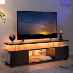 Cubehom LED TV kapp, 130 cm, kaasaegne TV madallaud LED valgustuse ja hoiuruumiga, TV statiiv elutuppa, kuni 60-tollise teleri jaoks, must