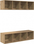 TV Schrank,TV-Schrankset Wandmontiert 3 tk Artisan-Eiche Holzwerkstoff,TV Board H&auml;ngend Schrank Fernsehschrank TV Bank Wohnzimmer M&ouml;bel Modern Wandschrank f&uuml;r Wohnzimmer Schlafzimmer