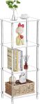 Bkemiy Clear Acrylic Side Table, 40 x 30 x 98.3 cm (L x W x H), 4 Tier Side Table for Living Room, Small Modern Bedside Table, Bedside Table for Bedroom, Home Decor