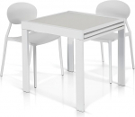 Mar.c.a. Design - V&auml;ljendatav neljakandiline s&ouml;&ouml;gilaud 90 x 90 x 75 cm - pikendatav kuni 180 cm, klaasist lauaplaadiga - valge - valmistatud Itaalias