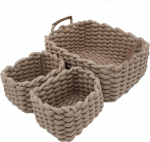 Icegrey Storage Basket Puuvillast kootud korv Dekoratiivne looduslik ristk&uuml;likukujuline veekindel hoiukastid korraldajad beebituppa, magamistuppa, elutuppa khaki v&auml;rvi pakett 3-st