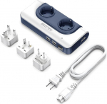 BESTEK 200 W reisipingemuundur 120 V kuni 240 V, 2 ELi pistikupesa ja 4 USB-pesa, universaalne &uuml;lemaailmselt USA, UK, EL, AU, CN, sinine.