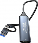 PremiumCord HDMI Capture/Grabber video/audio salvestamiseks arvutisse USB abil, resolutsioon UHD 4K 2160p 30Hz, Full HD 1080p 60Hz, USB 3.2 Type A/Type C, Plug and Play, Space Gray
