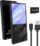 Gueray 128GB MP3-m&auml;ngija Bluetooth 5.0 kaasaskantav digitaalne muusikam&auml;ngija HiFi heliga sisseehitatud k&otilde;lariga FM-raadio toega helisalvesti TF-kaardiga