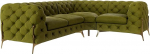 S-Style M&ouml;bel Milton Corner Sofa 4-Seater Corner Sofa Right Chesterfield Corner Sofa with Gold Metal Feet Living Room Couch Furniture Freestanding Cushion Sofas & Couches Olive Green 262 x 200 x 73 cm