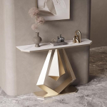 Schmaler Konsolentisch f&uuml;r den Eingangsbereich, Langer schwarzer Sofatisch mit Rockboard, moderner Akzenttisch f&uuml;r Wohnzimmer und Flur, stilvolle Foyerm&ouml;bel, modernes Design