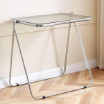 Klapptablett Tische und Stuhl Set, Acryl TV Tablett Tisch mit Hocker, Modern Faltbar Kaffee Beistelltisch f&uuml;r Wohnzimmer und Schlafzimmer