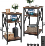 Elutoa l&otilde;pplaudade komplekt 2, 12 "D x 16 "W x 28 "H, l&otilde;pplaud koos laadimisjaamaga, 28" pikk k&uuml;ljelaud, talumajapidamise kohvilaud, rustikaalne &ouml;&ouml;kapp, puit ja metall