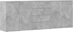 vidaXL Sideboard, 3-osaline kapp koos hoiuruumiga, Sideboard k&uuml;lgkapp elutuppa, mitmeotstarbeline kapp, seisev kapp, betoonhall, puitmaterjali