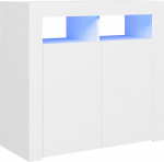 Homgoday LED-valgustusega k&uuml;ljepaneel, kaasaegne kabinetibuffet, sisustusm&ouml;&ouml;bli korraldaja, hoiuruum, kabinet magamistuppa, elutuppa ja k&ouml;&ouml;ki, valge, 80 x 35 x 75 cm.