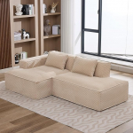2-kohaline Cloud diivan 2 padjaga, 235 cm laiune kondita diivan koos pliiatsikotiga, modulaarne nurgadiivan v&auml;ikestesse elutubadesse, korteritesse ja kontoritesse, khaki v&auml;rviga