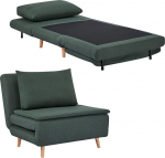 HOMCOM magamistool, ekstra lai diivanvoodi voodifunktsiooniga, lumbar-padi, 3-in-1, kokkupandav, 191 x 95 cm, lamamistool reguleeritava seljatoega, linase v&auml;limusega Chaise Longue elutuppa, tumeroheline
