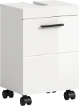 xonox.home Nova Vanity Unit on Wheels 40 x 58 x 30 cm, valge k&otilde;rgl&auml;ikega - mobiilne vannitoakapp 1 ukse ja 1 riiuliga - kompaktne hoiulahendus, kaasaegne, paindlik ja ruumi s&auml;&auml;stev.