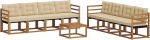9-TLG. Outdoor-Sofa-Set aus Akazienholz, modulare Lounge-Gruppe mit Sitz- & R&uuml;ckenkissen, nat&uuml;rliche Optik, ideal f&uuml;r Garten & Terrasse, Natur/Beige