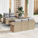 6-teiliges Gartenm&ouml;bel-Set in Schwarz und Creme: Modulare Outdoor-Sofa-Gruppe mit Stauraum und Aufbewahrungstasche aus Poly-Rattan als praktische Garten-Sofa-Kombinatsioon