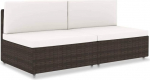 Modulares Mittelsofa Poly Rattan Schwarz PE Rattan M&ouml;bel Gartenm&ouml;bel Outdoor Diivan 2-TLG. Garten Lounge komplekt