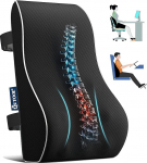 Qutool Memory Foam seljapadi, nimmepadi kontoritoolile, m&auml;ngutoolile, seljatugi lauatoolile, nimmepadi kahekordse reguleeritava rihmaga, v&otilde;rkkattega (must)