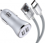 Samsung Galaxy A50 autolaadija 2 USB pesa Kiirlaadimine 3.4A koos 1M C-t&uuml;&uuml;pi USB-kaabliga, mis &uuml;hildub Samsung A50 jaoks
