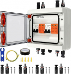 &Uuml;lelaine kaitse PV, DC 40A / 1000V isolaator l&uuml;liti, piksekaitse kaitsel&uuml;liti (2 sisse 2 v&auml;lja), p&auml;ikesepaneelide &uuml;henduskarp, IP65 veekindel