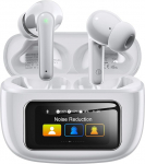 Juhtmevabad Bluetooth 5.4 k&otilde;rvaklapid Bluetooth puuteekraaniga ja 5 EQ režiimiga, Bluetooth k&otilde;rvaklapid ANC/ENC m&uuml;ravastase, 8H m&auml;nguaeg, IPX7 veekindlad spordi- ja m&auml;nguk&otilde;rvaklapid valge