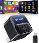 Ottocast Mini Core 2026 juhtmevaba CarPlay adapter ja Android autoadapter, Plug & Play, mobiiltelefoni vahetamine &uuml;he nupuvajutusega, WiFi 6 + BT 5.4, automaatne taas&uuml;hendus, iPhone 6+ ja Android 11+ jaoks