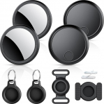 Air Tracker Smart Tag 4 Pack, Schl&uuml;sselfinder Kompatibel mit Apple Wo ist? APP (Nur iOS), Bluetooth Key Finder f&uuml;r Gep&auml;ck/Taschen/Brieftasche, IP68 Wasserdicht, Austauschbarer Akku, Schwarz