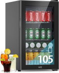 WIE Mini Fridge Drinks Fridge 70 Litres with Double Glass Door with Adjustable Shelves Indoor Outdoor Small Beer Fridge Quiet 105 Cans for Soda/Beer/Wine for Home/Kitchen/Bar/Office