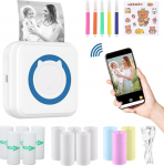 ZAKVOP Mini Printer for Smartphone, Mini Portable Photo Printer, Mini Pocket Printer, Bluetooth Thermal Printer for iOS and Android, Sticker Printer for Journal, Notes, List, Memo - Blue