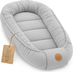 Muslin Baby Nest Cot Bumper Baby 90 x 50 cm - Baby Nest Newborn Nest laste voodi ja beebi voodi Portable Cuddly Nest Coccon poistele ja t&uuml;drukutele Cotton Grey