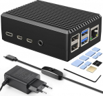 Miuzei Raspberry Pi 4 alumiiniumist korpus koos toiteallikaga, Raspberry Pi 4 Model B korpus passiivse jahutusega, 5.1V 3A USB-C toiteallikas koos sisse/v&auml;ljal&uuml;litiga Metallkorpus ainult Raspberry Pi 4B 8GB/4GB/2GB jaoks