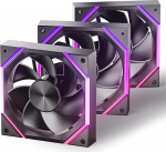 AsiaHorse RGB PC-ventilaator 120 mm tagurpidi korpuse ventilaator [3 tk] [HDB] 61,5 CFM/2000 RPM/2,16 MMH2O 5V3PIN ARGB ja 12V4PIN PWM ventilaator, 50 000 tundi eluiga Nyota-A12-R-Must