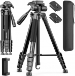 SHUTSMI Camera Tripod 184 cm, Lightweight Tripod, One Tripod, Photo Tripod with Carry Bag/Mobile Phone Holder, Robust Stand
