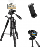 MOJOGEAR SAB234 videostatiiv koos Premium nutitelefonihoidjaga Alumiiniumist kaamera DSLR mobiiltelefoni reisistatiiv koos 3-suunalise kuulipea kiirkinnitusplaadi kotiga 140 cm