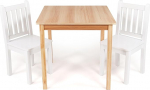 Humble Crew ristk&uuml;likukujuline puidust laud lastele koos 2 tooliga, naturaalne puit/valge