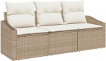 Rantry 3-osaline aia diivan komplekt koos pehmendusega Beige Poly Rattan Garden Lounge Model3346581