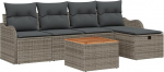 Rantry 6-teiliges Garten Sofa Set mit Kissen Grau Poly Rattan Gartenlounge Model3360807