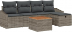 Rantry 6-teiliges Garten Sofa Set mit Kissen Grau Poly Rattan Gartenlounge Model3359559