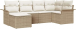 6-teiliges Garten-Sofa-Set mit Kissen Beige Poly-Rattan Gartenlounge Model3345431