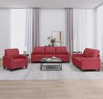 Gecheer 3-osaline diivanikomplekt Diivan Diivanikomplekt Polsterdatud diivan Lounge Diivan Diivanikomplekt Istme m&ouml;&ouml;bel Elutoa diivan Sohvakasutus Diivan Disain Diivan Aia diivan pehmendusega Viinipunane kunstnahk