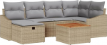 7-teiliges Garten Sofa Set mit Kissen Beige Poly Rattan Gartenlounge Model3359567