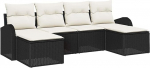 6-teiliges Garten-Sofa-Set mit Kissen Schwarzes Poly-Rattan, 2-Sitzer Garten-Sofa mit Stauraum & Kissen Schwarzes Poly-Rattan Gartenlounge Model3354816