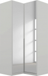 Rauch M&ouml;bel Alabama Corner Wardrobe, Grey with Mirror, 2 Doors, Basic Accessory Pack of 1 Clothes Rail, 7 Shelves, 100 x 229 x 102 cm (W x H x D)